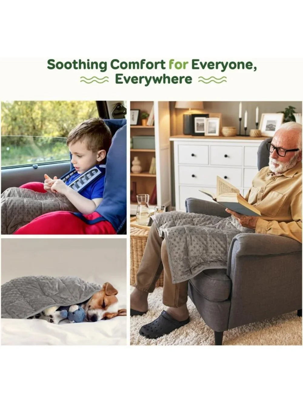 Cooling Weighted Lap Blanket 2lbs | Soft Minky, Breathable, 20x30in | Calm & Nap